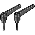 uxcell M5 x 16mm Handle Adjustable Clamping Lever Thread Push Button Ratchet Male Threaded Stud Knobs Locking Rotating Screw Handles Quick Release Bolt Black 2pcs