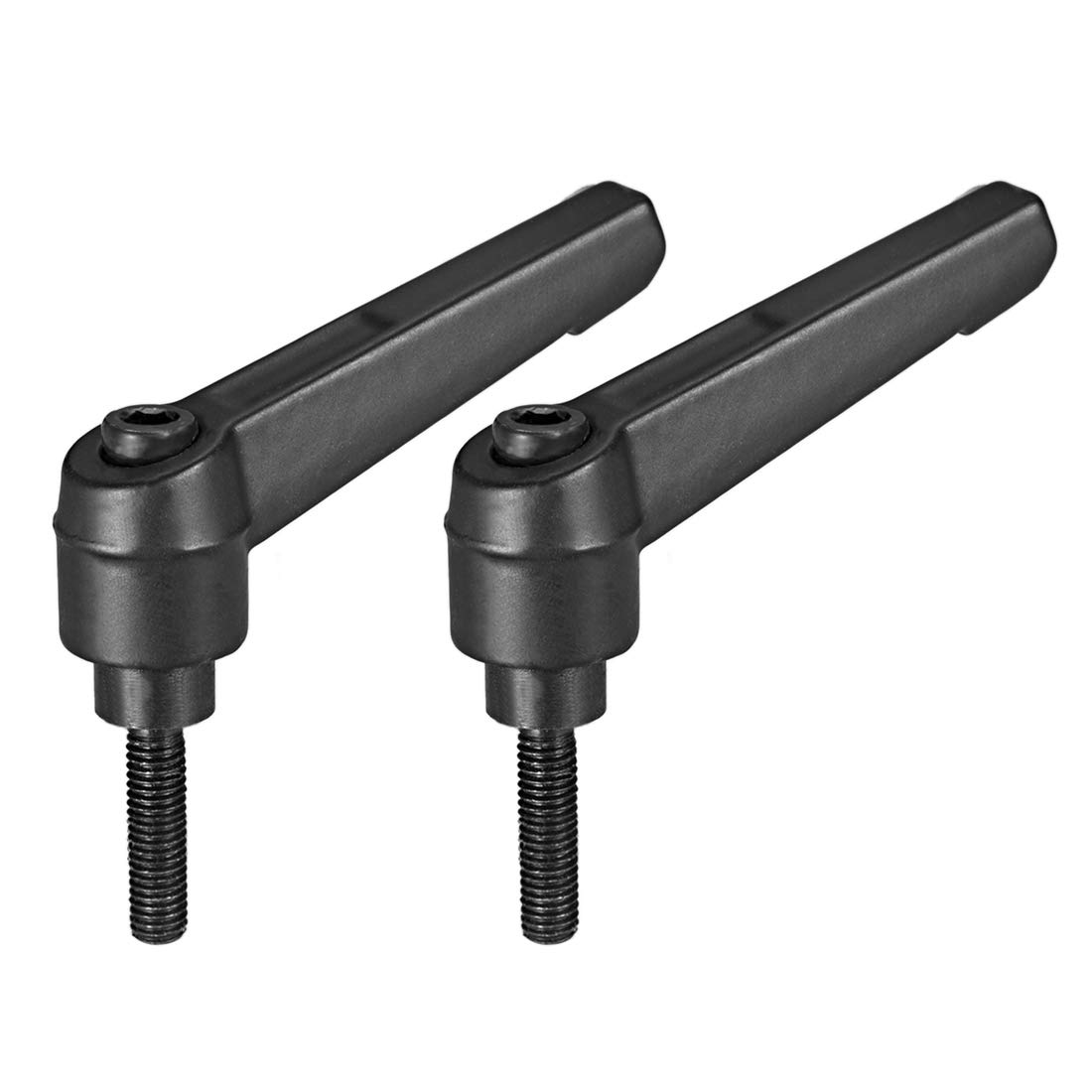 sourcing map M5 x 16mm Handle Adjustable Clamping Lever Thread Push Button Ratchet Male Threaded Stud Knobs Locking Rotating Screw Handles Quick Release Bolt Black 2pcs