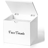 ZOBONETI Wooden Disposable Face Towel Holder Compatible with Clean Towel XL, Clean Towels Xl Container for Bathroom Countertop, White Facial Towels Storage Box, Pine Wood