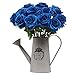 StarLifey Artificial Flowers Real Touch Blue Rose Wedding Bouquet Silk Roses Posy Thanksgiving Day/Valentine's Day/Wedding/Home Decorations Pack of 10