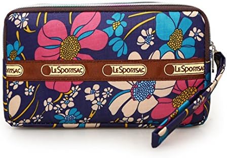 Women Wristlet Bag Wallet Three Layers Handbag Purse Phone Pouch with Flowers Pattern