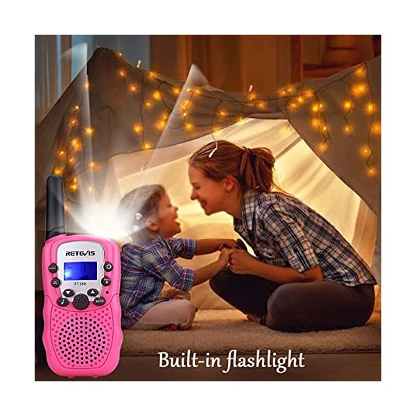 Retevis-RT388-Kids-Walkie-Talkies-PMR446-8-Channels-Pink-Walkie-Talkie-for-Girls-Flashlight-VOX-Children-Toy-Gifts-for-Kids-Easter-EggsPink1-Pair Retevis RT388 Walkie Talkies for Kids, Long Range 8CH Toy Gifts for 3-12 Years Old Boys Girls, with Backlit LCD…