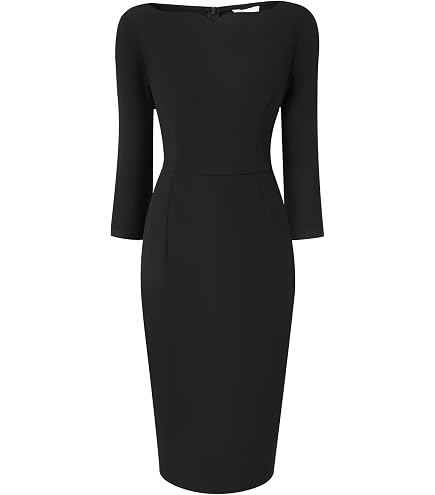 Hobemty Women's Funeral Sheath Dress Knee Length Work Pencil Dresses Small Dark Red at Amazon Women's Clothing store