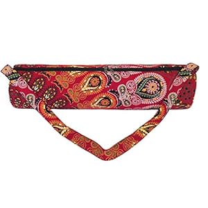 GANESHAM Indian Handmade Ethnic Gym Exercise Sports Cotton Unisex Cross Body Boho Hobo Full Zip Mandala Tapestry Yoga Mat Carrier Bag With Adjustable Shoulder Strap (28- L, 6- Dia)