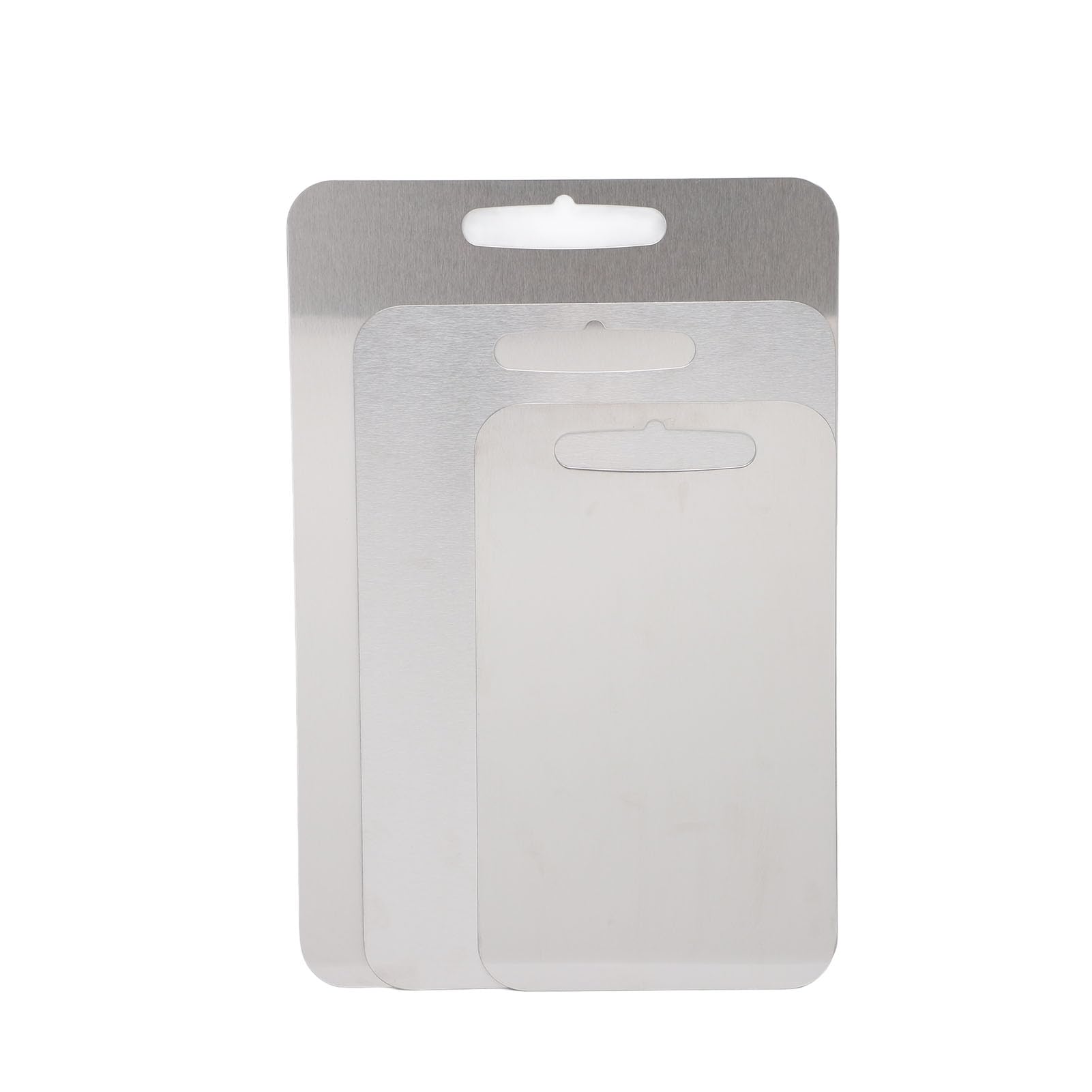 Photo 1 of 3 Pcs Cutting Boards for Kitchen, Double Sided 304 Stainless Steel Cutting Board Set, Dishwasher Chopping Boards for Meat Vegetables, Easy Grip Handles (Set of 3) (A 1mm)