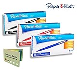 Paper Mate Flair Felt Tip Pens, Medium Point ǀ 1 Dozen Black Ink, 1 Dozen Red Ink, and 1 Dozen Blue Ink (Total of 36 Pens) ǀ Includes 5 Color Bright Flag Set