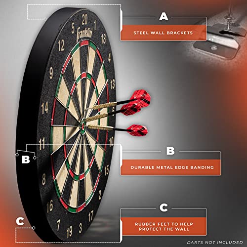 Franklin Sports Bristle Dart Board Professional Steel Wire Dartboard