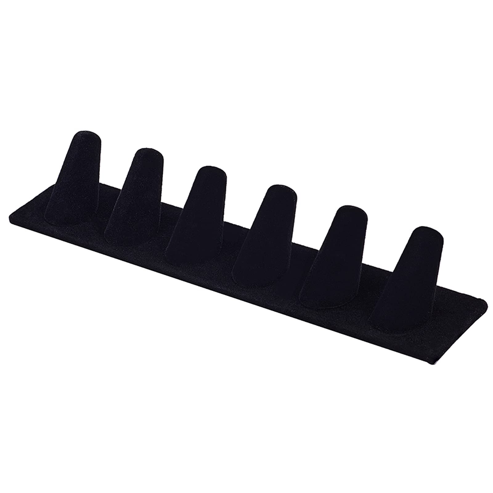 PH PandaHall 6 Fingers Ring Display Stands, Black Rectangle Velvet Ring Showcase Display Jewellery Organizer Stand Ring Storage Jewellery Holder