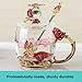 Tea Cups Coffee Mug with Lid Spoon for Women Girls, Lead Free Durable Handmade Rose Flower Glass Mug Cups