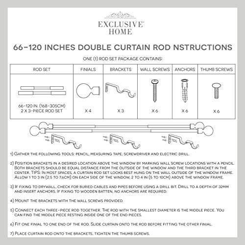 Exclusive Home Curtains Topper Double 1 Curtain Rod And Coordinating Finial Set 66 1 Gunmetal Pricepulse