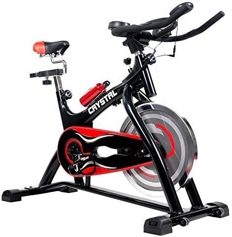 Crystal Fit Indoor Cycling Bike, Smooth Belt Drive Spinning Bike with 40lbs Flywheel and LCD Monitor