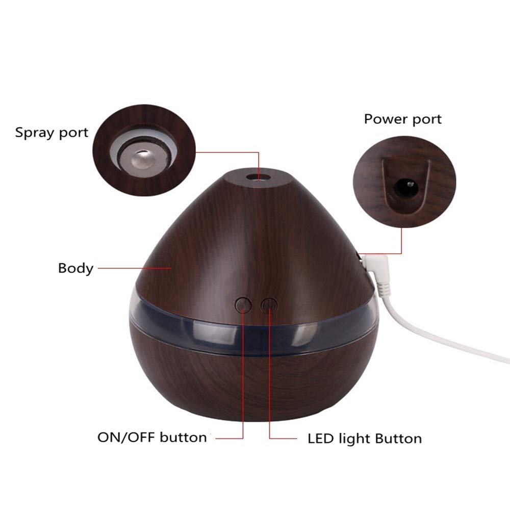 Essential Oil Diffuser, J\'sBeauty 300ml Wood Grain Aromatherapy Diffuser Cool Mist Humidifier with Auto Shut Off for Office Home Bedroom