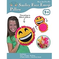 Big Smile Face, Emoji, Sew and Stuff Kit. Felt Pillow Ideal Kids Craft Kit Includes all Supplies. Fun Activity. Ages 5-12. All Inclusive Arts and Crafts, w/ Vibrant Colors Ideal Rainy Day Activity