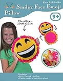 Big Smile Face, Emoji, Sew and Stuff Kit. Felt Pillow Ideal Kids Craft Kit Includes all Supplies. Fun Activity. Ages 5-12. All Inclusive Arts and Crafts, w/ Vibrant Colors Ideal Rainy Day Activity