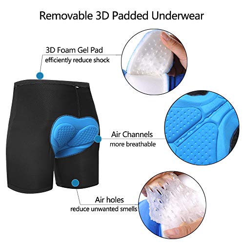 Cycorld MountainBikeShortsMensPadded MTB Biking Baggy Cycling Short Removable Padding Liner
