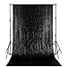 QueenDream Black Sequin Backdrop 4FT x 6.5FT Photography Background Sequin Fabric Photo Booth Backdrop Collapsible Video Studio Background Ideal for Curtain Wedding Halloween Other Event Decor