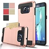 Galaxy S6 Edge Plus Case, S6 Edge Plus Case, AnoKe[Card Slots Holder][Not Wallet] Hard Silicone Rubber Hybrid Armor Shockproof Protective For Samsung Galaxy S6 Edge Plus G928 KLS Rose Gold