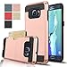 Samsung Galaxy S6 Edge+ / Plus Case, AnoKe[Card Slots Holder][Not Wallet] Hard Silicone Rubber Hybrid Armor Shockproof Protective For Samsung Galaxy S6 Edge Plus G928 KLS Rose Gold