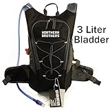 NORTHERN BROTHERS Lightweight Hydration Backpack Bladder Pack Daypack with 3 Liter/100 oz Reservoirs Water Bladder Bag (Black Backpack + 3L Bladder)