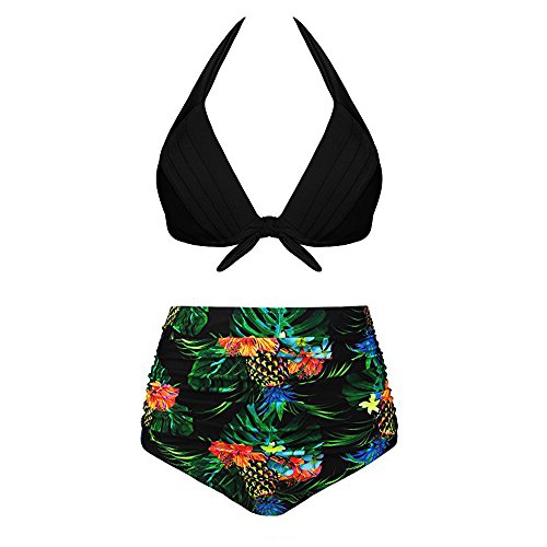 MILIMIEYIK Blouse Tankini Swimsuits for Women Tummy Control Bikini Set High Waist Bottom Flounce Swimsuit Bathing Suit Green