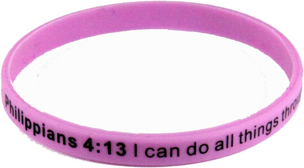8240006 Set of 3 Philippians 4:13 I Can Do All Things Thin Silicone Bracelet Band 6mm Child Size