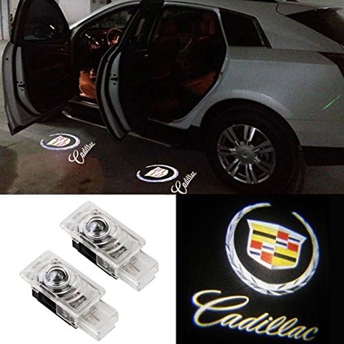 Grolish 2 Pcs Wireless Car Door Led Welcome Projector Logo Light Ghost Light Shadow Light for CADILLAC