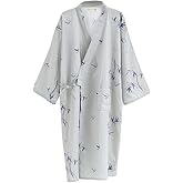 ZooBoo Japanese Kimono Nightgown Bathrobe - Cotton Spring Summer Robe Lightweight Thin Sleepwear for Women Men