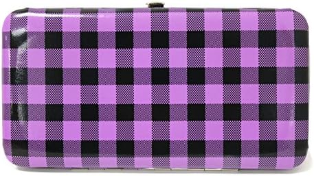 WOMEN FLAT OPERA WALLET CLUTCH BY DESIGNSK (Purple Plaid)