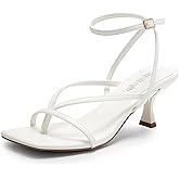 DREAM PAIRS Women's kitten Low Strappy Lace Up Heels Open Square Toe Thong Ankle Strap Heels Sexy Fashion Comfort Dress Shoes Party Sylvestra Pumps Heeled Sandals