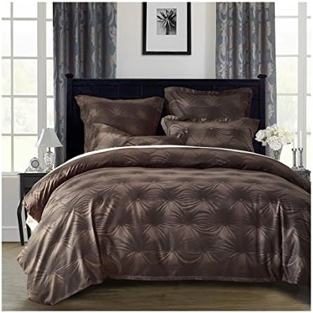 Foreverwedding Duvet Cover Set 100% Polyester Comforter Bed Sheet (Black Queen)