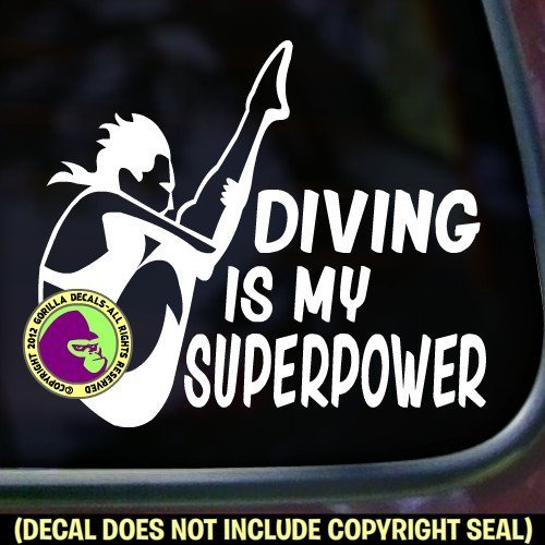 DIVING SUPERPOWER SPRINGBOARD DIVER Female Vinyl Decal Sticker C - Thumbnail 2