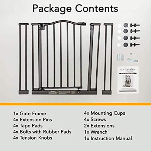 MYPET North States 38.25" wide Windsor Arch Pet Gate Heavy duty metal