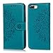 Compatible with iPhone 8 Plus Case, iPhone 7 Plus Wallet Case Embossed Love PU Leather Case TPU Shock Bumper Magnetic Detachable Card Slots Hand Strap Cover for iPhone 7 Plus & iPhone 8 Plus