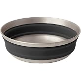 Sea to Summit Detour Collapsible Bowl, Medium, Beluga Black | Collapsible stainless steel camp bowl folds to a fraction of its size for compact, durable outdoor and overlanding dining