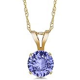 Gem Stone King 14K Yellow Gold 5MM Round Gemstone Birthstone Pendant Necklace | Gold Necklace For Women | With 18 Inch Gold Chain