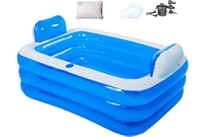 Double Inflatable Hot Tub,Portable Bathtub Foldable Soaking Bath Tub Thickening to Keep Temperature Soft Tub, Freestanding Ba