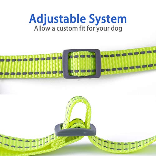 ThinkPet Reflective Breathable Soft Air Mesh No Pull Puppy Choke Free Over Head Vest Ventilation Harness for Puppy Small Medium Dogs and Cats Neon Yellow Neck 13-20 in/Chest 18-30 in - Thumbnail 5