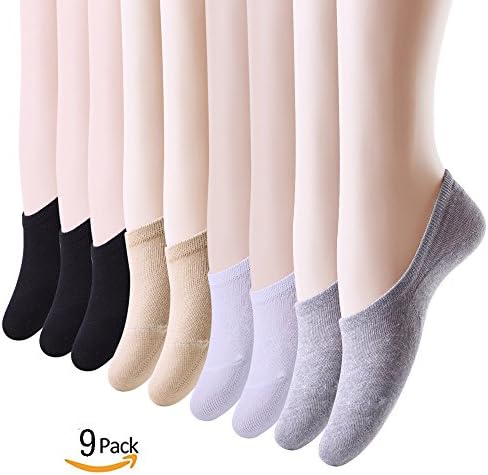 No Show Socks Womens Pack 9 Pairs Cotton Thin Non Slip Low Cut Men Invisible Boat Liner Sneaker Sock Dry Fit
