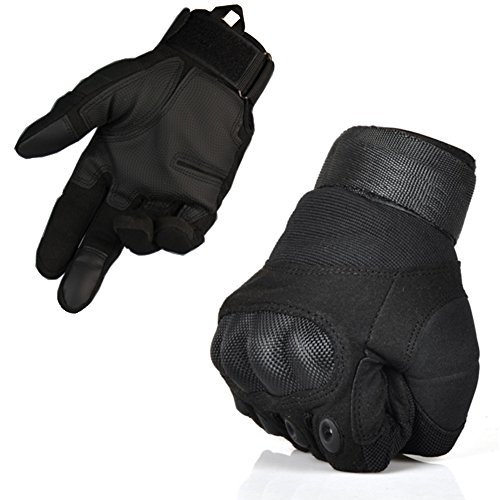 Tactical Gloves, Military Hard Knuckle Motorcycle Gloves for Men Airsoft Paintball (Black, Large)