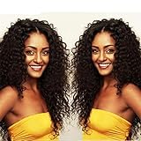 ATOZWIG Black Color Afro Curly Hair Heat Resistant Black Kinky Curly Wig Synthetic Wigs For Women
