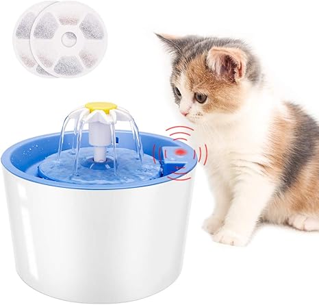 Coquimbo Fontaine A Eau Pour Chat Chien 1 6l Fontaine A Fleur Pour Chat Silencieux Avec 2 Filtre A Charbon 3 Modes Distributeur Eau Pour Chat Avec Fonction D Induction Bleu Amazon Fr Animalerie