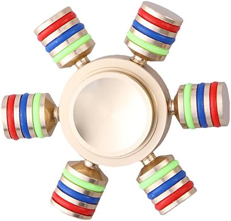 Tdauke Rudder Shaped 6 Sides Anti - Stress Spinner Rainbow Colorful Fingertips Gyroscope EDC Relieve Stress High Speed Focus Toy for Killing Time Golden