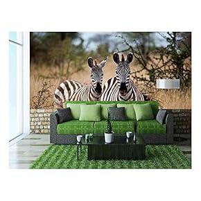 Zebras in The High Grass of The Savanna, Serengeti National Park, Tanzania - Removable Wall Mural | Self-Adhesive Large Wallpaper - 66x96 inches