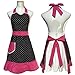 Hyzrz Lovely Sweetheart Retro Kitchen Cotton Cooking Salon Pinafore Vintage Aprons for Girls Women Apron with Pockets, Black and Pink