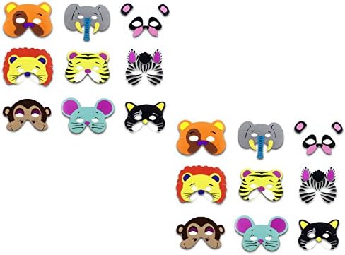 IFfree 18 Assorted Foam Animal Masks for Birthday Party Favors Dress-Up Costume
