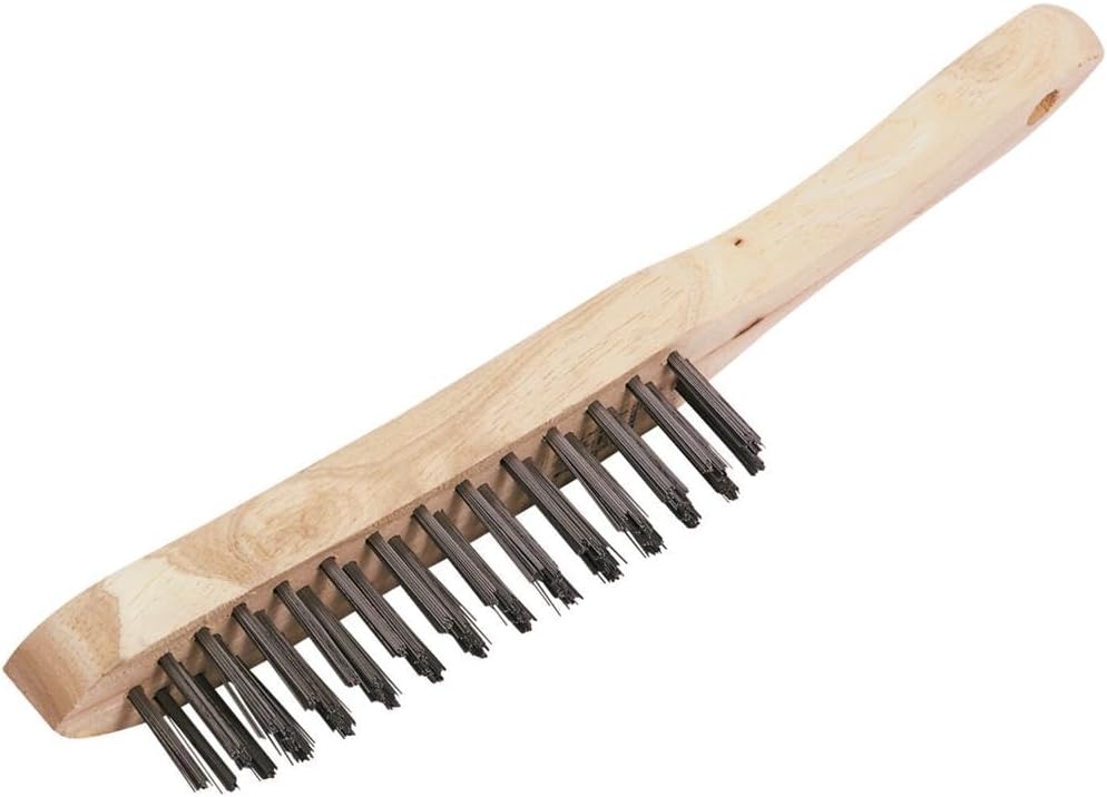 Draper 4 Row Wire Scratch Brush 290mm Wooden Handle Rust Paint Removal Tool