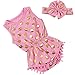 Messy Code Baby Girls Rompers Onesies Pompom Jumpsuits Sleeveless Clothing Sets with Headband