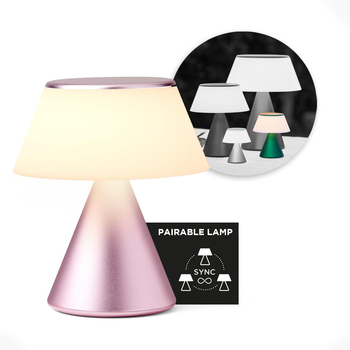 Lexon Luma M - Portable LED Lamp with Color Sync - Light Pink