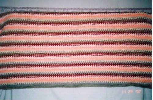 CROCHETED AFGHAN, HANDMADE APPROX 48 X 60 QUALITY RED HART YARN
