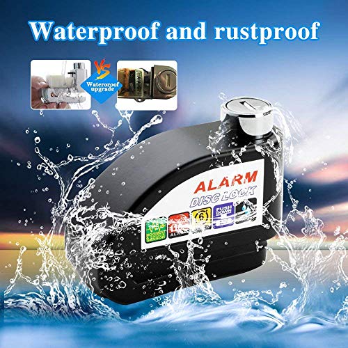 Disc Brake Lock With Alarm | Anti-theft Motorcycle Motorbike Alarm Disc Lock, Waterproof Brake Disc Pouch Wheel Security Lock | 110dB Alarm Sound and 6mm Pin with 5ft Reminder Cable for Motorcycles Bi - Thumbnail 2